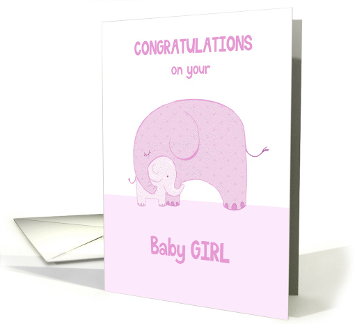 Congratulations New Baby Girl Pink Elephants card (1639810)