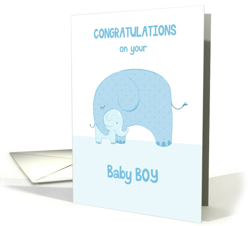 Congratulations New Baby Boy Blue Elephants card (1639812)