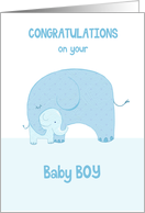 Congratulations New Baby Boy Blue Elephants card