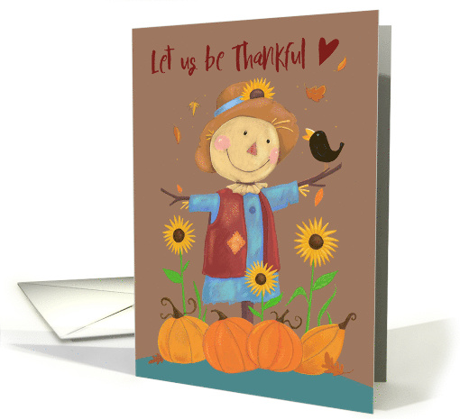 Thanksgiving Whimsical Scarecrow and Crow card (1642390)