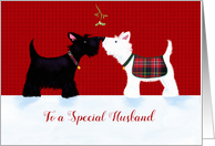 Special Husband Christmas Scottish Dogs card