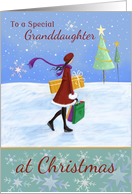 Granddaughter Christmas Girl with Gifts card