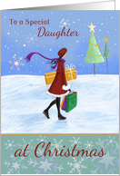 Special Daughter Christmas Girl with Gifts card