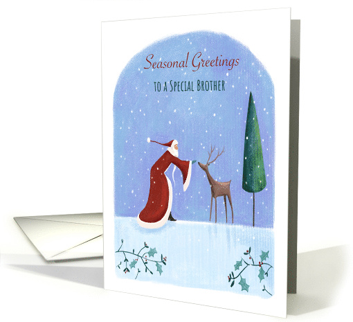Seasonal Greetings Brother Santa and Reindeer card (1645344)