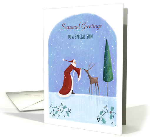 Seasonal Greetings Son Santa and Reindeer card (1645356)
