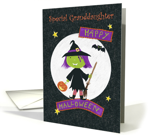 Granddaughter Happy Halloween Cute Witch card (1647574)
