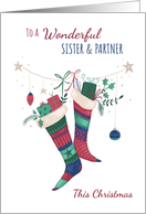 To Sister and Partner Christmas Stockings card