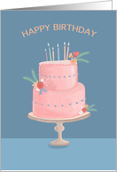 Happy Birthday Feminine Pink Decorated Cake card