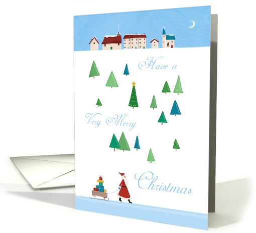 Christmas Trees with Santa Townscape card (1655316)