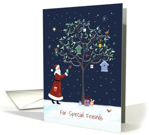 For Friends Christmas Santa Tree with Birds card (1655504)