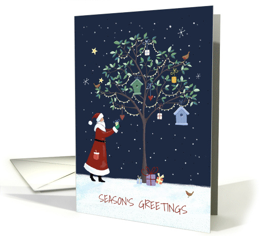 Season's Greetings Santa Claus Tree with Birds card (1655510)