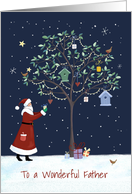 Wonderful Father Santa Claus Tree with Birds card