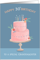 30th Birthday Granddaughter Feminine Pink Decorated Cake card