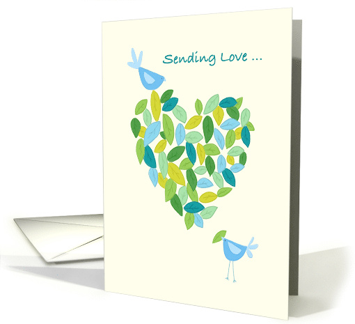 Sending Love Blue Bird Heart of Leaves card (1659232)