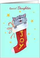 Daughter Christmas Cute Kitten Joy Stocking card