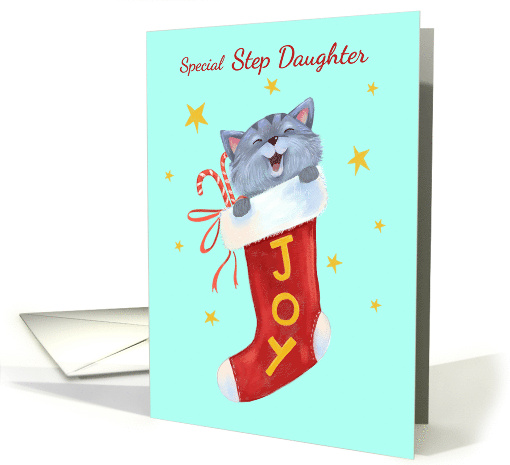 Step Daughter Holiday Cute Kitten Joy Stocking card (1661280)