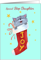 Step Daughter Holiday Cute Kitten Joy Stocking card