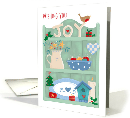 Wishing You Joy Christmas Themed Shelves with Robin card (1662306)