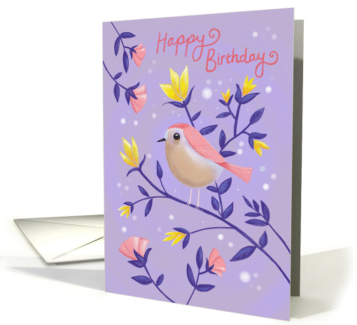 Birthday Lilac Bird Floral card (1665176)