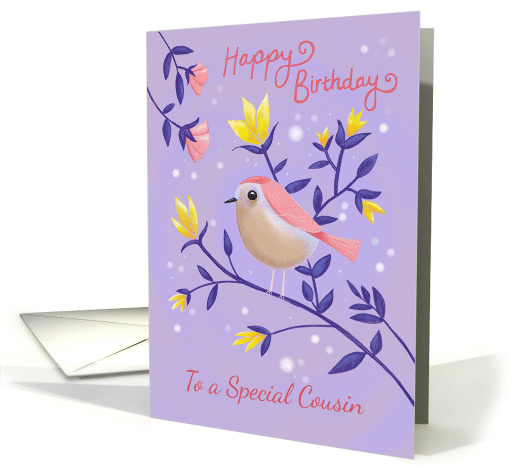 For Cousin Birthday Lilac Bird Floral card (1666074)
