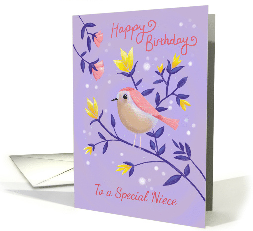 For Niece Birthday Lilac Bird Floral card (1666076)