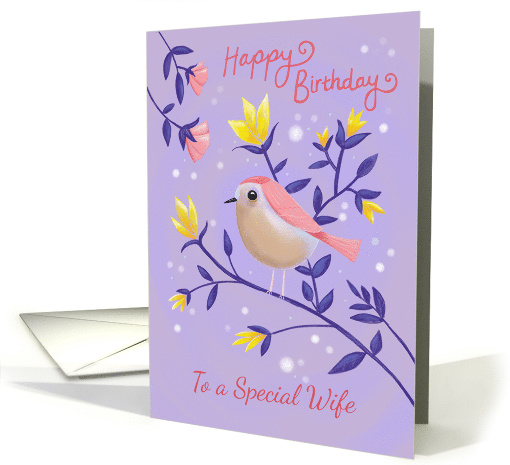 Special Wife Birthday Lilac Bird Floral card (1666080)