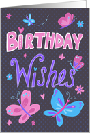 Birthday Wishes Text Butterflies card
