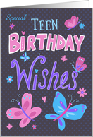 Teen Birthday Wishes Text Butterflies card