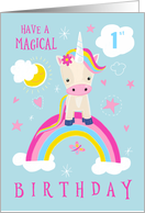 1st Birthday Magical Cute Unicorn Rainbow card
