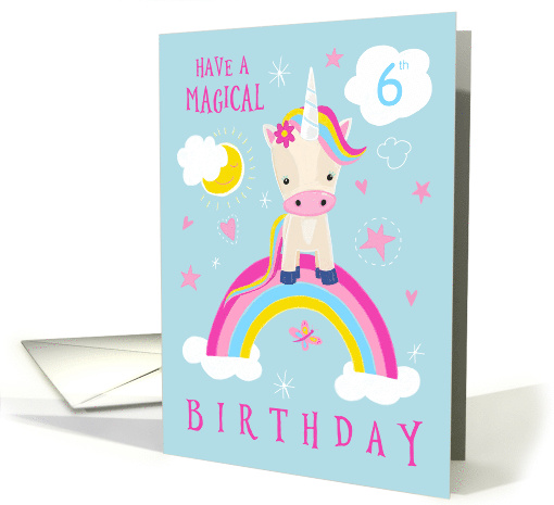 6th Birthday Magical Cute Unicorn Rainbow card (1668308)