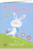 Special Girl Happy Easter White Bunny and Butterflies card