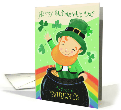 Parents St Patrick's Day Leprechaun Pot of Gold Rainbow card (1669576)