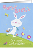Special Goddaughter Happy Easter White Bunny and Butterflies card