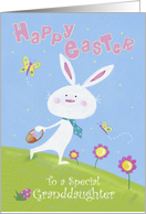 Special Granddaughter Happy Easter White Bunny and Butterflies card