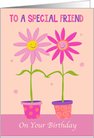 Special Friend Birthday Flower Pots Holding Hands card
