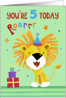 Age 5 Kids Birthday Cute Lion Roar card