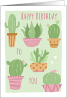 Happy Birthday Modern Cactus Plant Pots card
