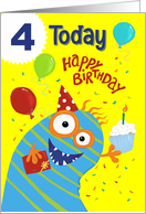 Age 4 Kids Monster Birthday card