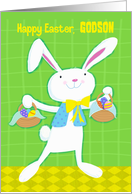 For Godson Happy Easter White Bunny with Easter Eggs card