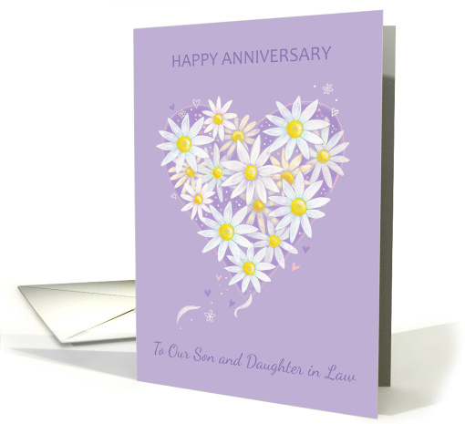 Son and Daughter in Law Anniversary Floral Heart card (1678224)