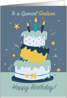 Godson Happy Birthday Quirky Fun Modern Cake card