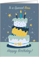 Boss Happy Birthday Quirky Fun Modern Cake card