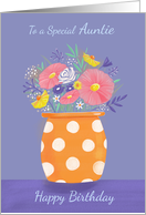 Auntie Birthday Orange Spotty Vase of Flowers card