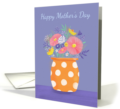 Happy Mother's Day for Mother Orange Spotty Vase of Flowers card