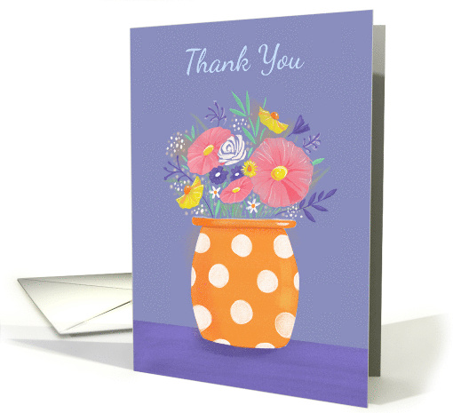 Thank You Orange Spotty Vase of Flowers card (1680664)