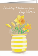 Step Mother Birthday Yellow Daffodils in Vase card