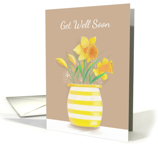 Get Well Soon Yellow Daffodils in Vase card (1681362)
