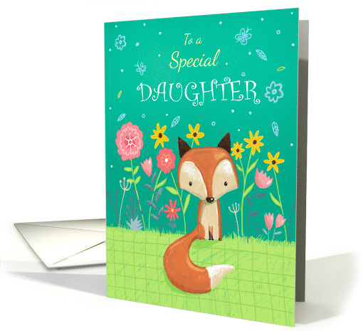Daughter Birthday Cute Fox in Flowers card (1684080)