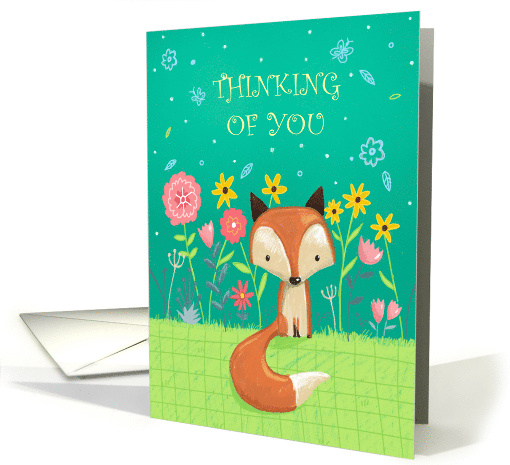 Thinking of You Cute Fox in Flowers card (1684300)