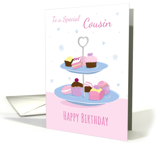 Cousin Birthday Modern Cake Stand card (1686224)